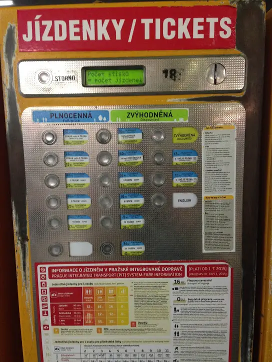 Prague tickets machine
