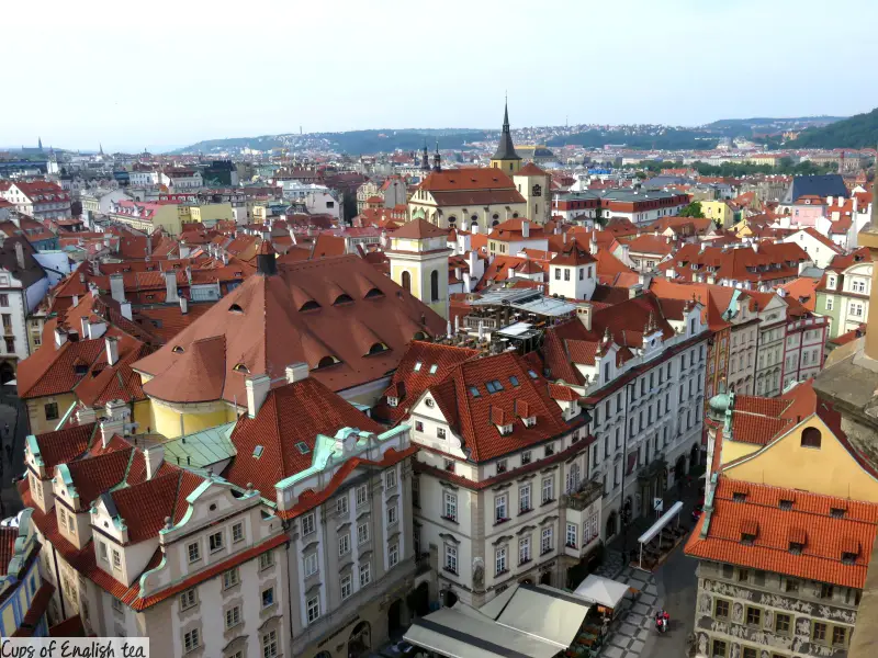Prague roofs from Clock tower