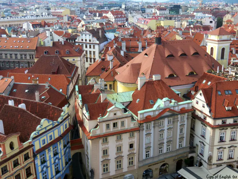Prague roofs from Clock tower