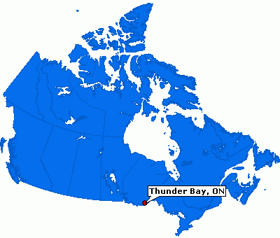Thunder Bay map in Canada